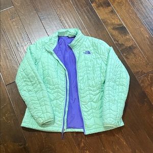 Seafoam green North Face puffer jacket, L